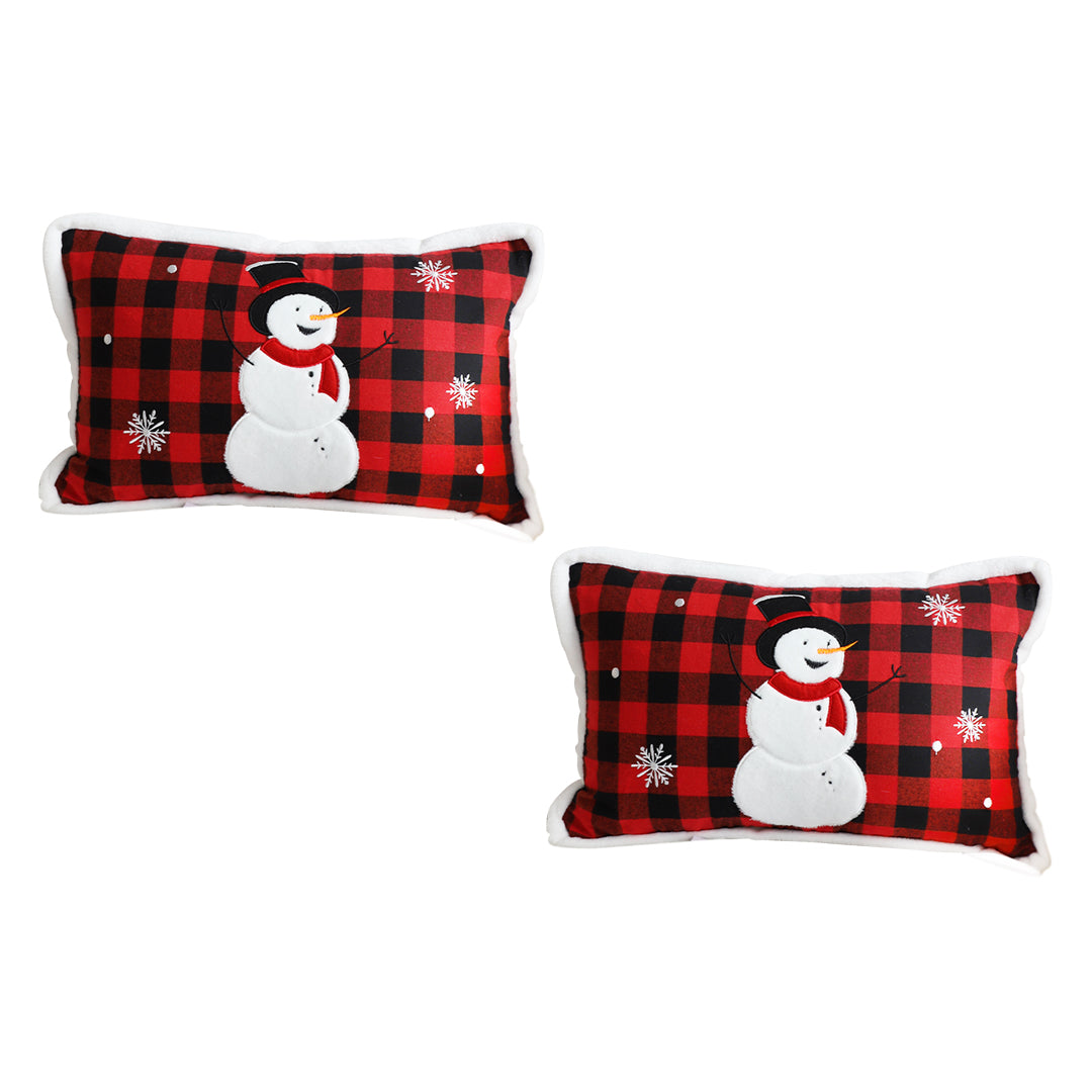 SOGA 2X 30cm Throw Pillow Red Christmas Snowman Lumbar Cushion for Festive Holiday Winter Home Decor $ 95.50