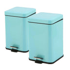 SOGA 2X Foot Pedal Stainless Steel Rubbish Recycling Garbage Waste Trash Bin Square 6L Blue