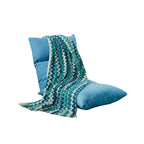 SOGA Home & Living Bundle – Blue Zigzag Knitted Throw Blanket & Blue Adjustable Floor Recliner $ 0