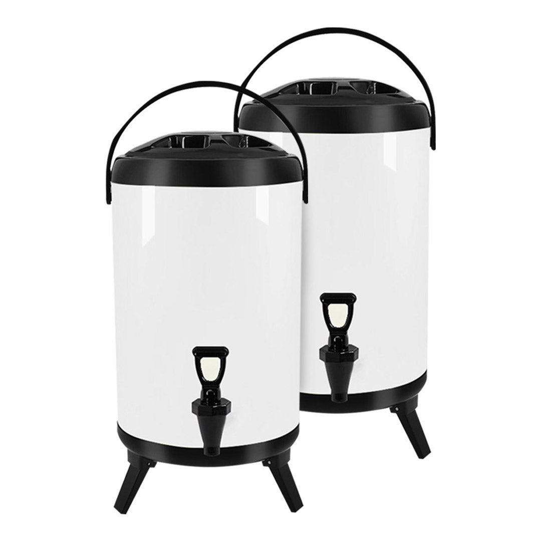 SOGA 2X 12L Stainless Steel Insulated Milk Tea Barrel Hot and Cold Beverage Dispenser Container with Faucet White $ 183.50