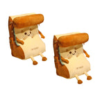 SOGA 2X Smiley Face Toast Bread Wedge Cushion Stuffed Plush Cartoon Back Support Pillow Home Decor $ 118.90