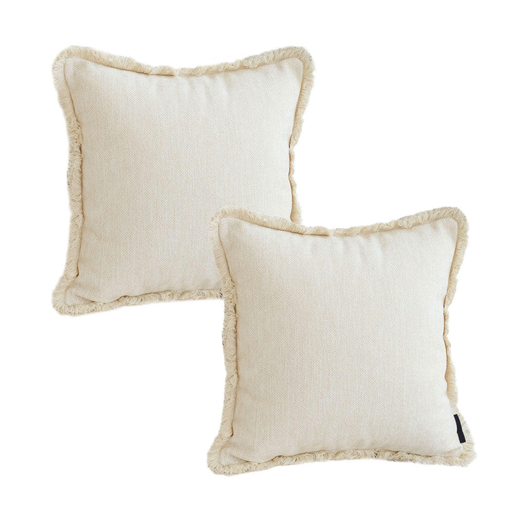 SOGA 2X 45cm Creamy White Home Aesthetic Chenille Texture Tassel Square Throw pillow $ 107.90