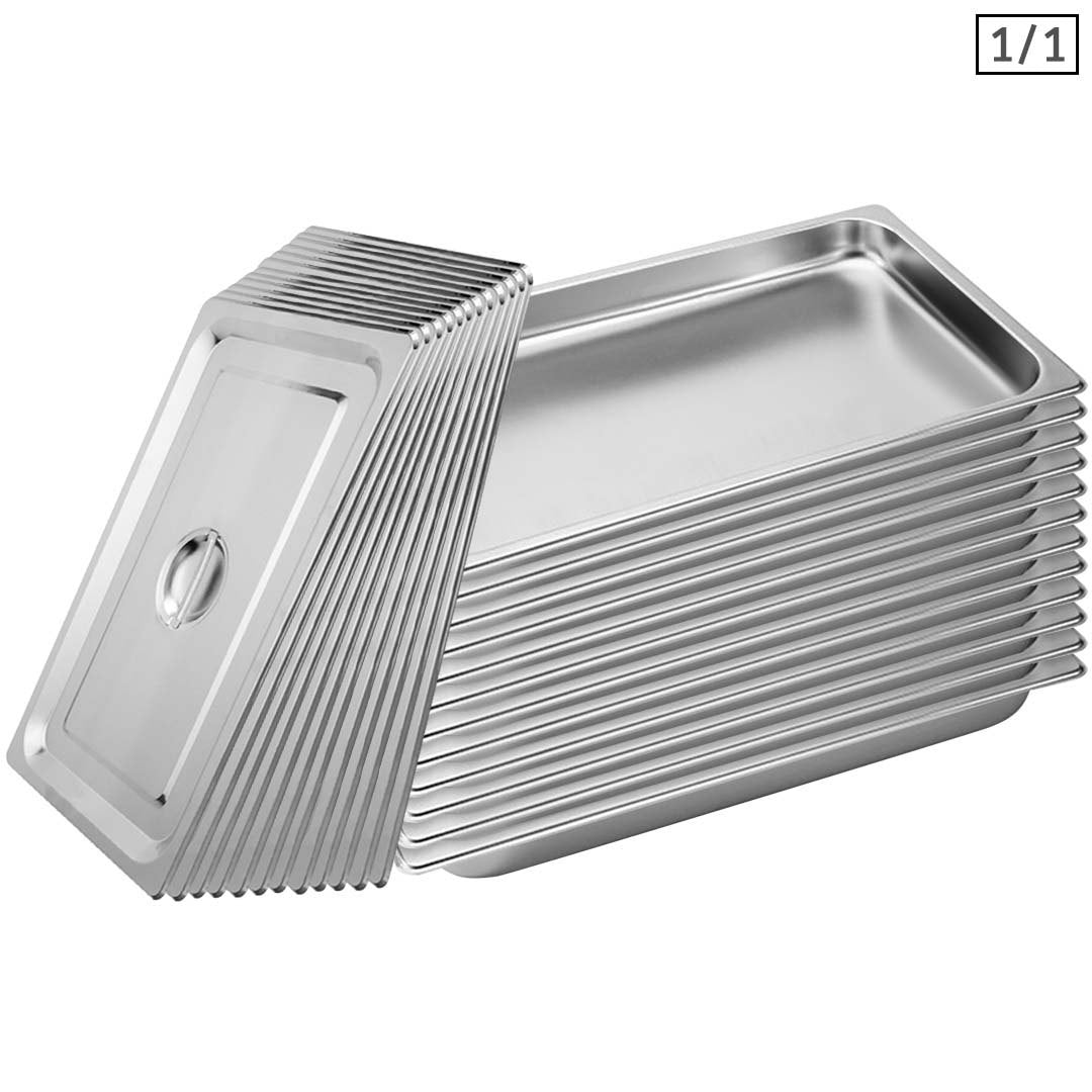 SOGA 12X Gastronorm GN Pan Full Size 1/1 GN Pan 4cm Deep Stainless Steel Tray with Lid $ 366.90