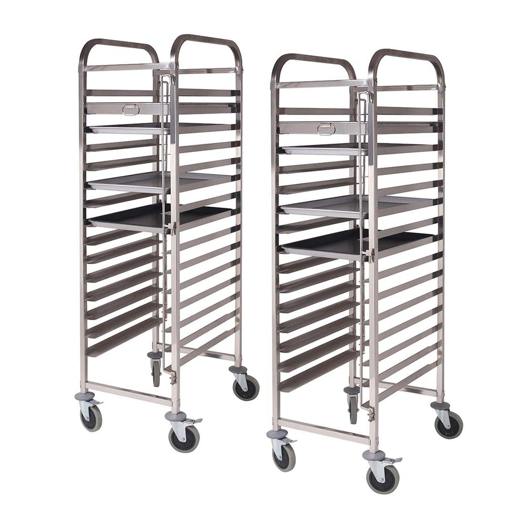 SOGA 2x Gastronorm Trolley 15 Tier Stainless Steel Cake Bakery Trolley Suits 60*40cm Tray $ 808.50