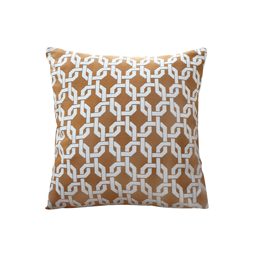 SOGA 50cm Brown Checkered Chain Jacquard Square Pillow Decorative Cushion for Home Decor $ 66.90