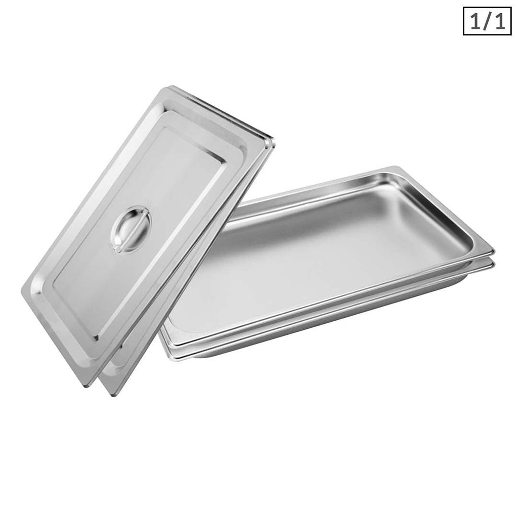 SOGA 2X Gastronorm GN Pan Full Size 1/1 GN Pan 2cm Deep Stainless Steel Tray With Lid $ 83.50