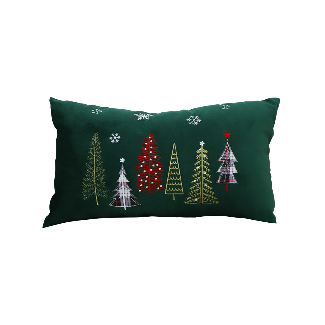 SOGA 30cm Throw Pillow Dark Green Christmas Forest Embroidered Lumbar for Festive Holiday Cushion Home Decor $ 48.90
