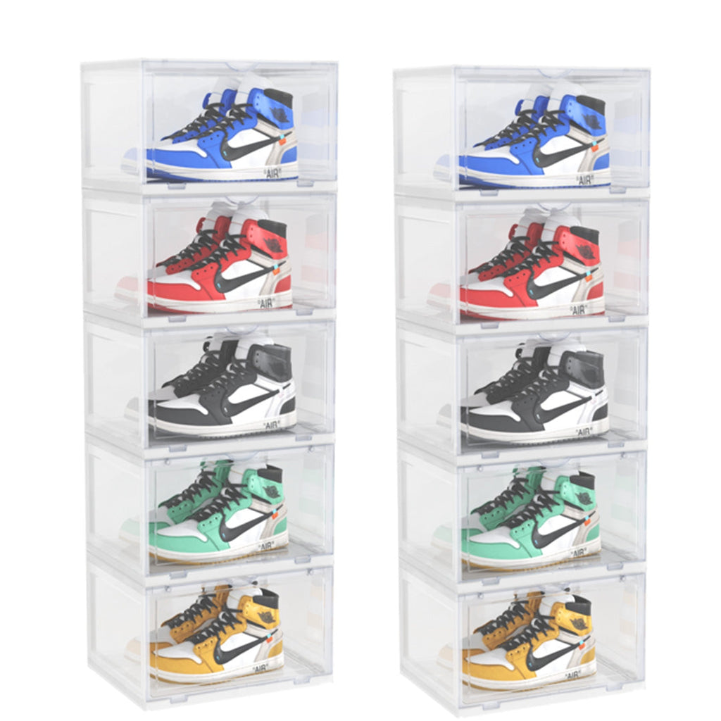 SOGA 2X 5 Tier Transparent Portable Shoe Organiser Sneaker Footwear Folding Plastic Bin Stackable Storage Box with Magnetic Door $ 280.90