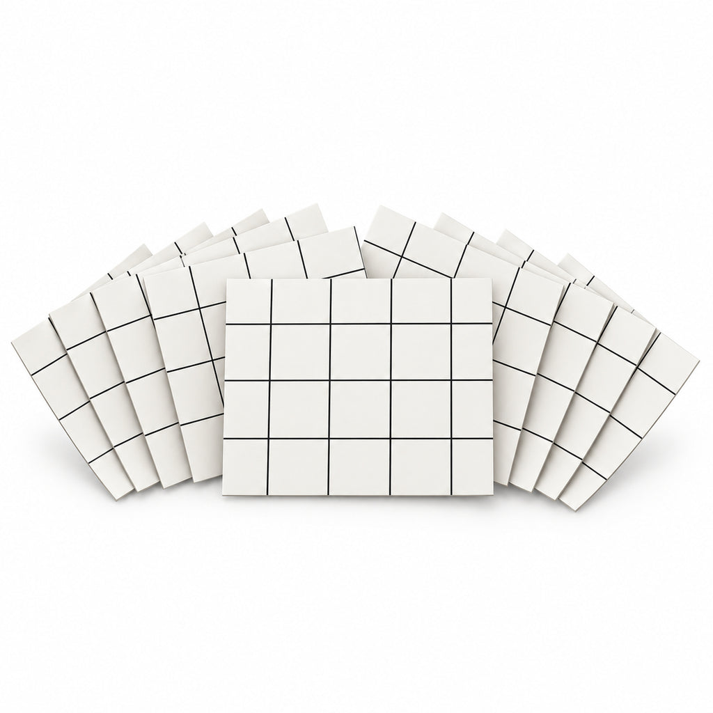 SOGA Peel & Stick Floor and Wall Tiles 30 x 30cm 10 Pack White Grid Tile Look