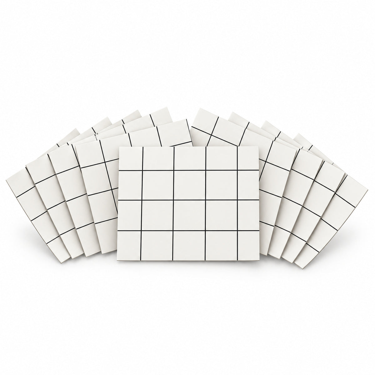 SOGA Peel & Stick Floor and Wall Tiles 30 x 30cm 10 Pack White Grid Tile Look