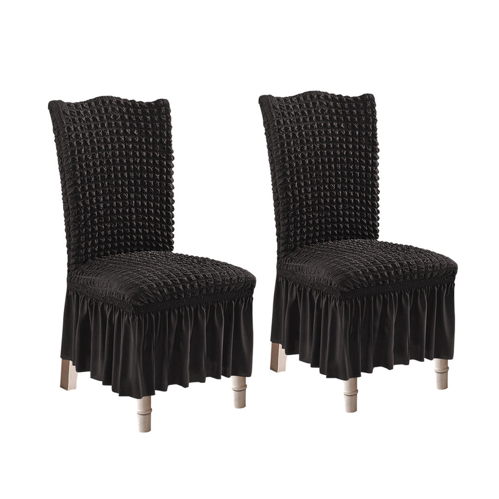 SOGA 2X Black Chair Cover Seat Protector with Ruffle Skirt Stretch Slipcover Wedding Party Home Decor $ 65.50