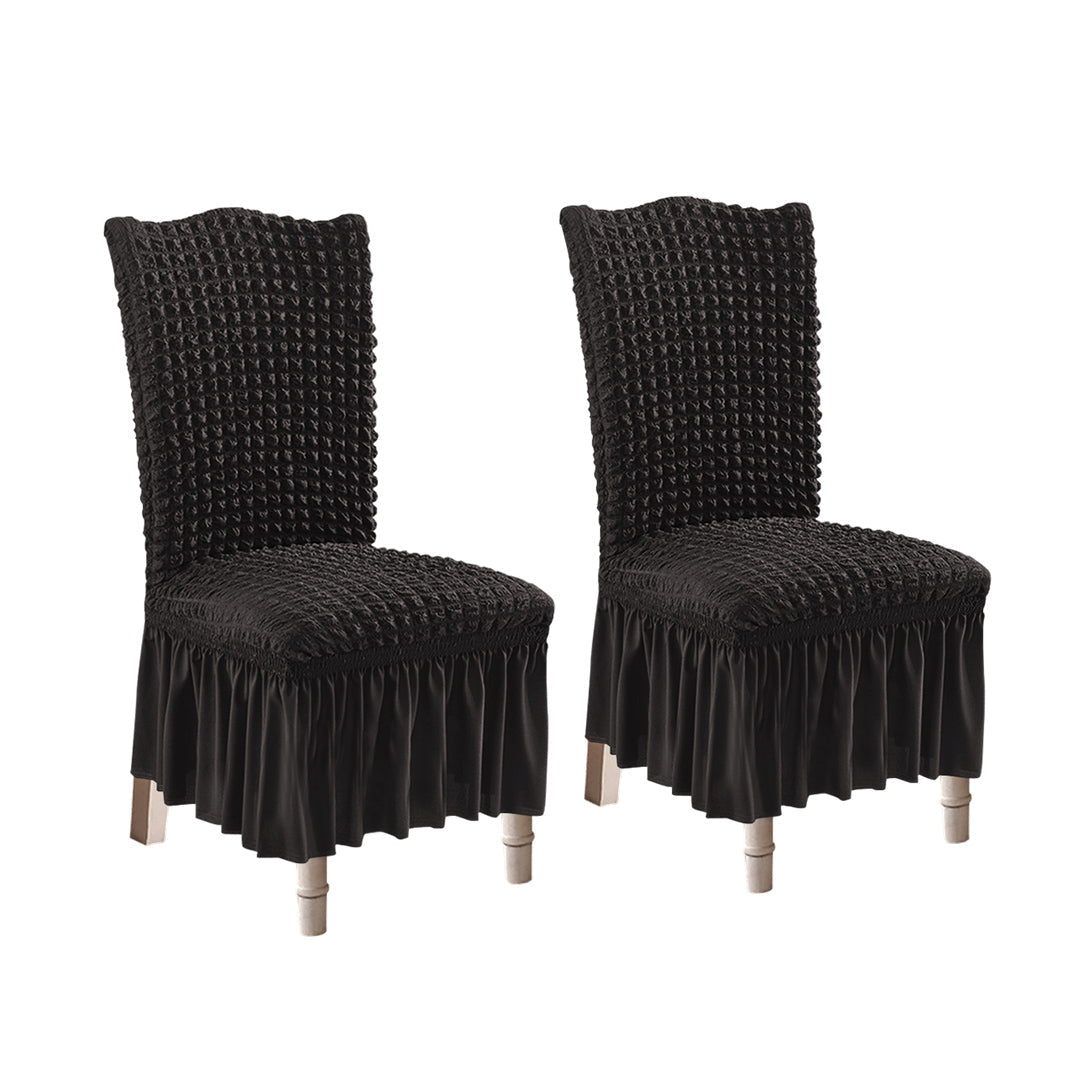 SOGA 2X Black Chair Cover Seat Protector with Ruffle Skirt Stretch Slipcover Wedding Party Home Decor $ 65.50