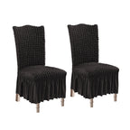 SOGA 2X Black Chair Cover Seat Protector with Ruffle Skirt Stretch Slipcover Wedding Party Home Decor $ 65.50