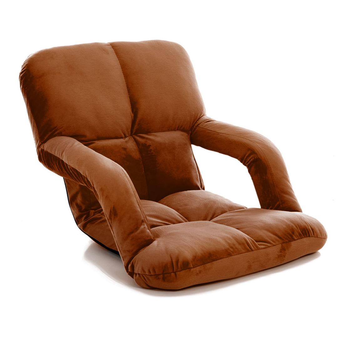 SOGA Foldable Lounge Cushion Adjustable Floor Lazy Recliner Chair with Armrest Coffee $ 90.90