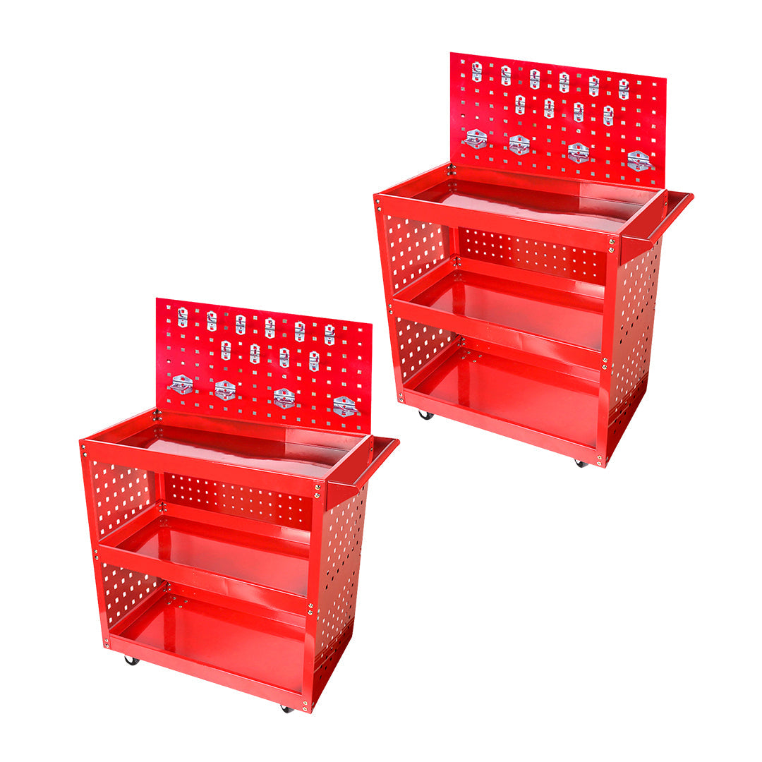 SOGA 2X 3 Tier Tool Storage Cart Portable Service Utility Heavy Duty Mobile Trolley with Porous Side Panels $ 463.50
