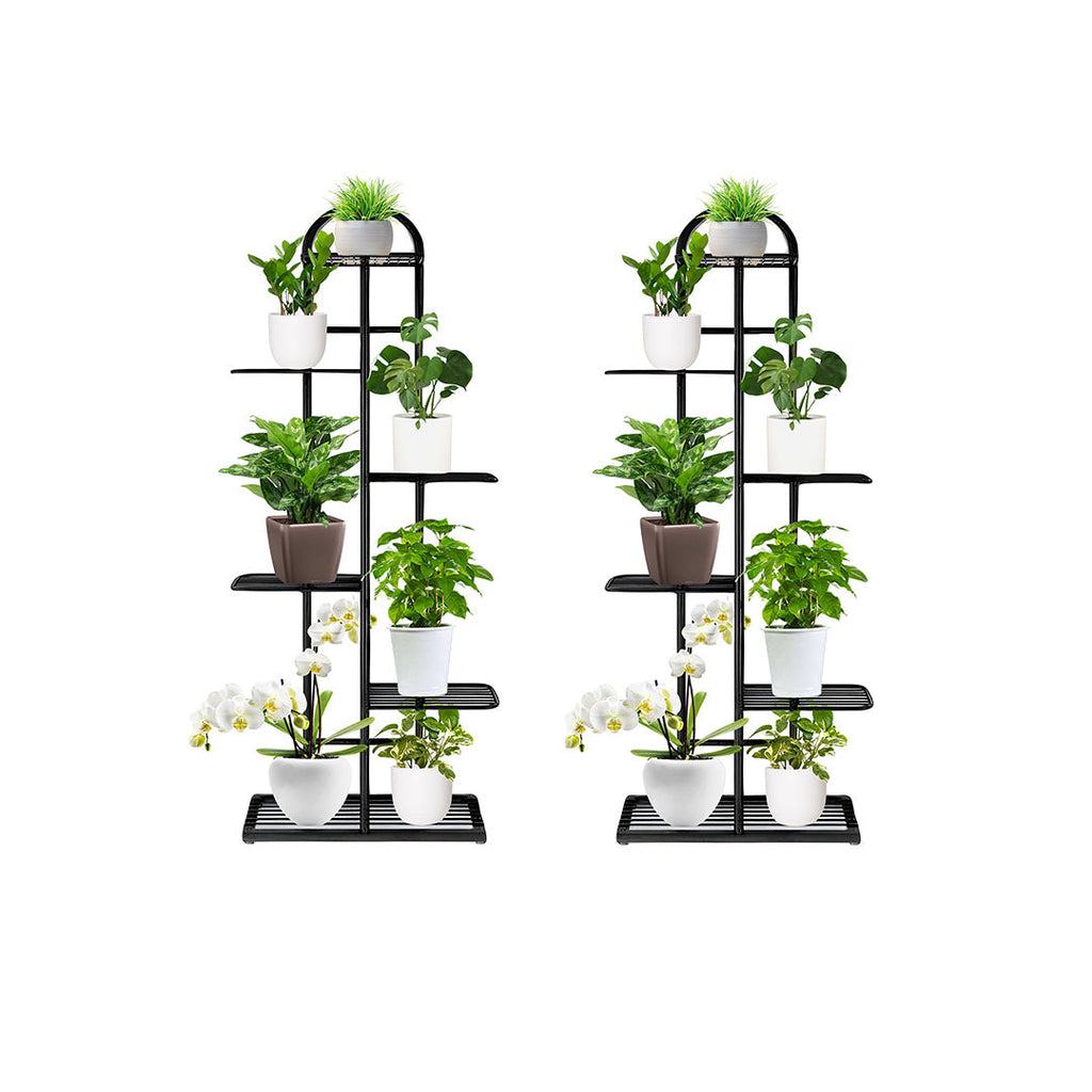 SOGA 2X 6 Tier 7 Pots Black Metal Plant Stand Flowerpot Display Shelf Rack Indoor Home Office Decor $ 151.50