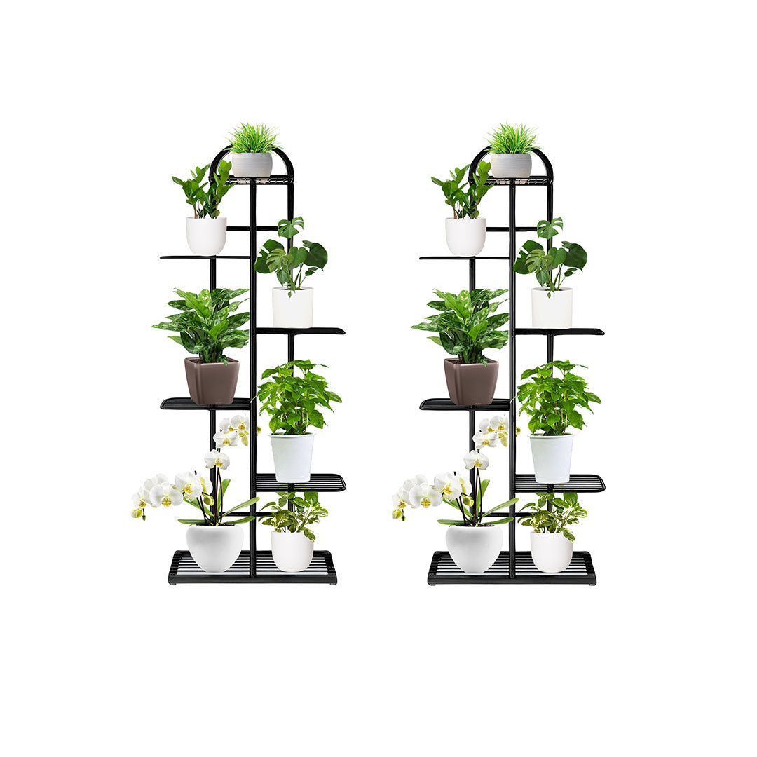 SOGA 2X 6 Tier 7 Pots Black Metal Plant Stand Flowerpot Display Shelf Rack Indoor Home Office Decor $ 151.50