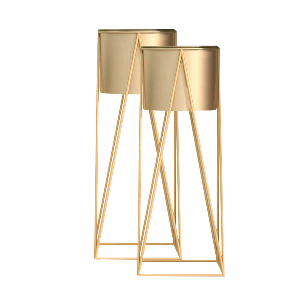 SOGA 2X 70cm Gold Metal Plant Stand with Gold Flower Pot Holder Corner Shelving Rack Indoor Display $ 172.90