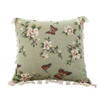 SOGA 45cm Matcha Green French Vintage Butterfly Loves Flowers Tassel Throw pillow $ 55.50