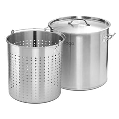 SOGA 71L 18/10 Stainless Steel Stockpot with Perforated Stock pot Basket Pasta Strainer