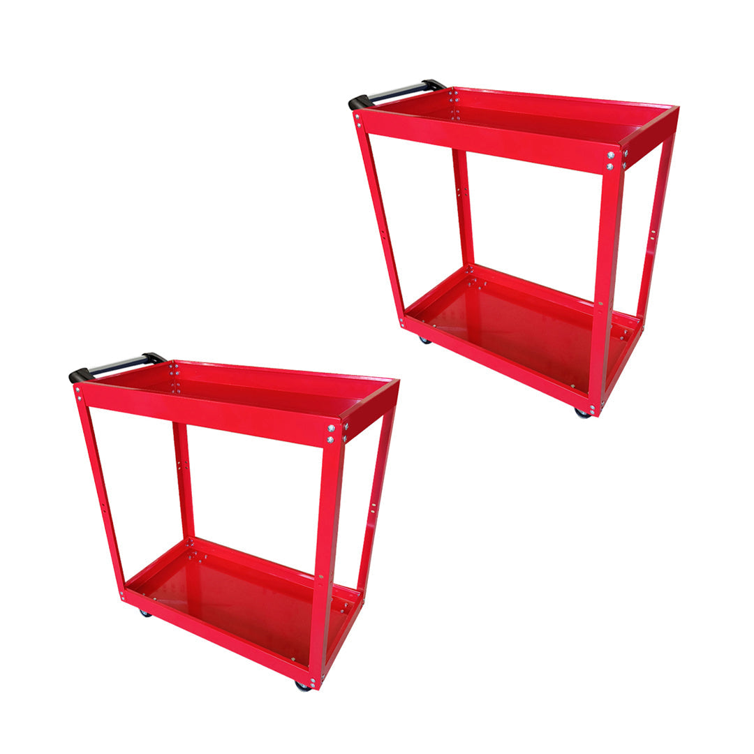 SOGA 2X 2 Tier Tool Storage Cart Portable Service Utility Heavy Duty Mobile Trolley Red $ 193.90
