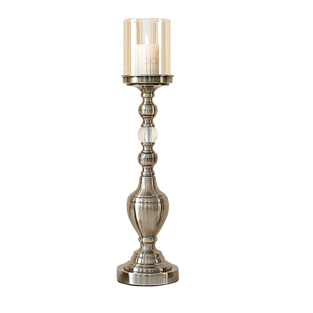 SOGA 43.3cm Glass Candlestick Candle Holder Stand Pillar Glass/Iron Metal