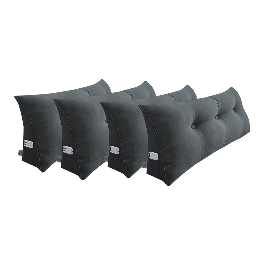 SOGA 4X 100cm Dark Grey Triangular Wedge Bed Pillow Headboard Backrest Bedside Tatami Cushion Home Decor