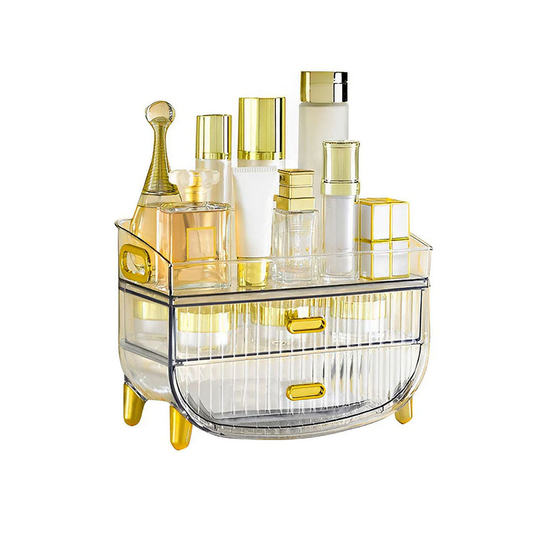 SOGA 3 Tier Transparent Multifunctional Countertop Cosmetic Storage Makeup Skincare Holder Jewelry Cabinet Bathroom Desk Drawer Vanity Organiser