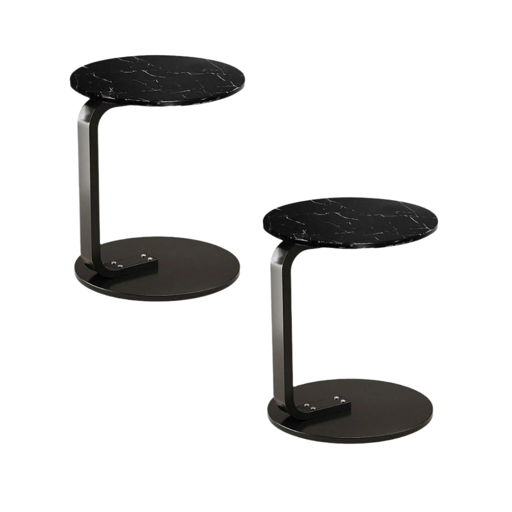 SOGA 2X 50cm Black Marble Mini Side Table Movable Lightweight w/ Black Frame $ 103.50