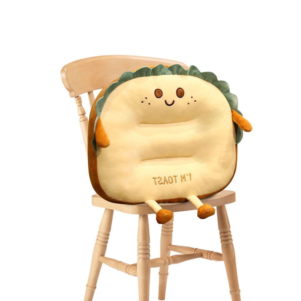 SOGA Smiley Face Toast Bread Cushion Stuffed Car Seat Plush Cartoon Back Support Pillow Home Decor $ 41.50