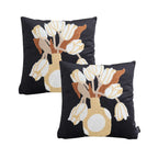 SOGA 2X 45cm Black White Gold Floral Vase Embroidered Throw Pillow $ 118