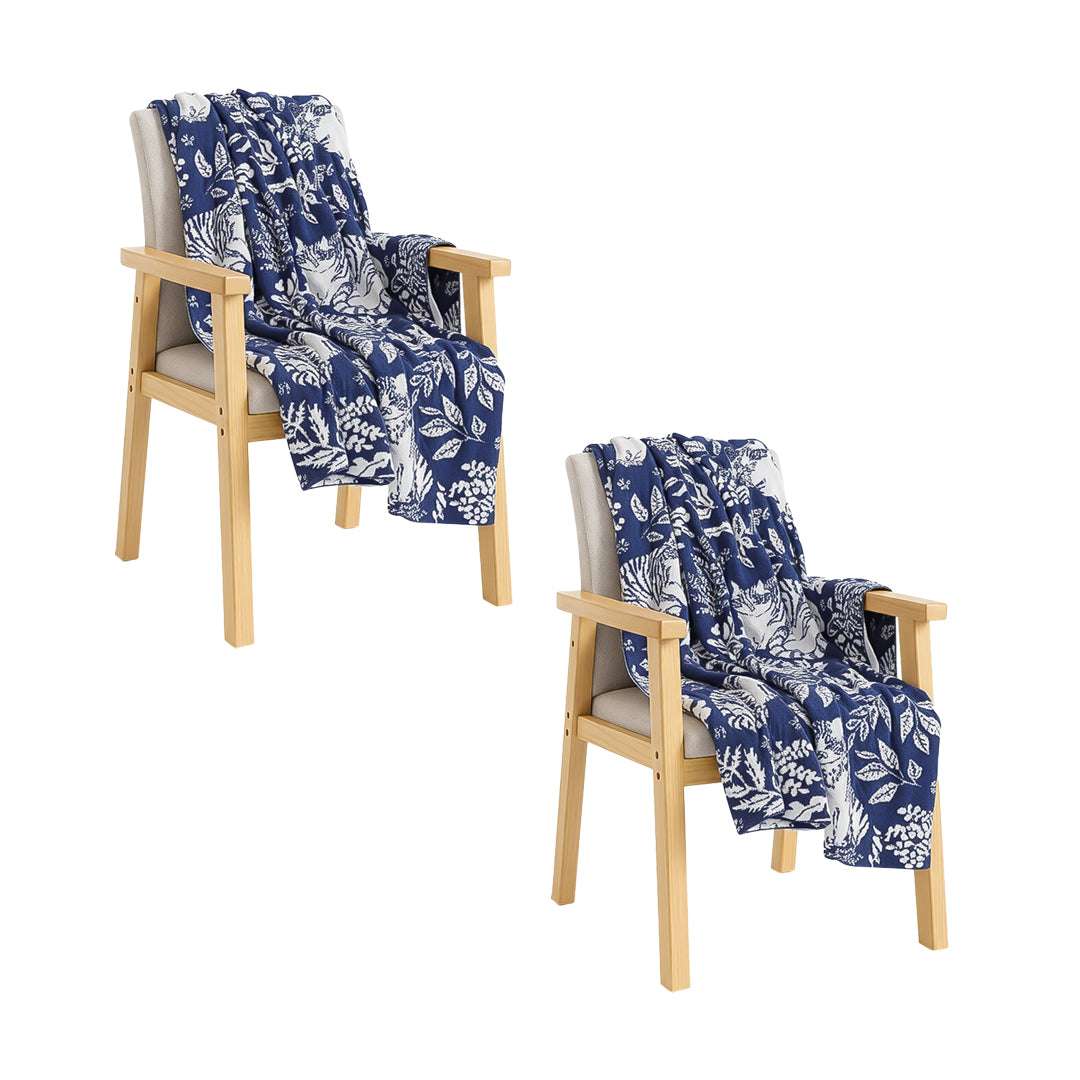 SOGA 2X Deep Blue Cat Floral Print Throw Blanket 160x200cm Polyester $ 237