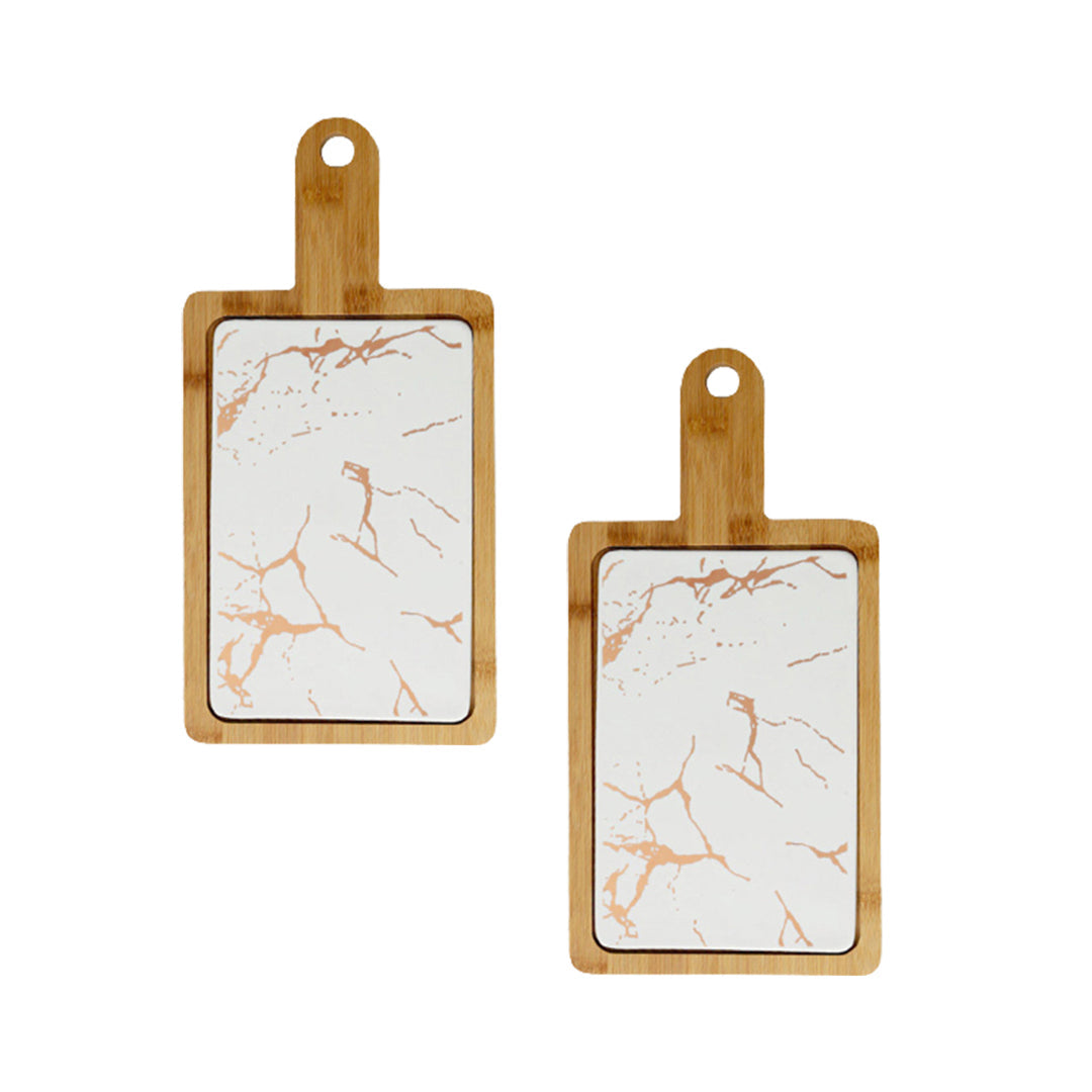 SOGA 2X 33.5cm White Square Wooden Serving Tray Slate Steak Serving Platter Chopping Board Paddle Home Decor $ 107.90