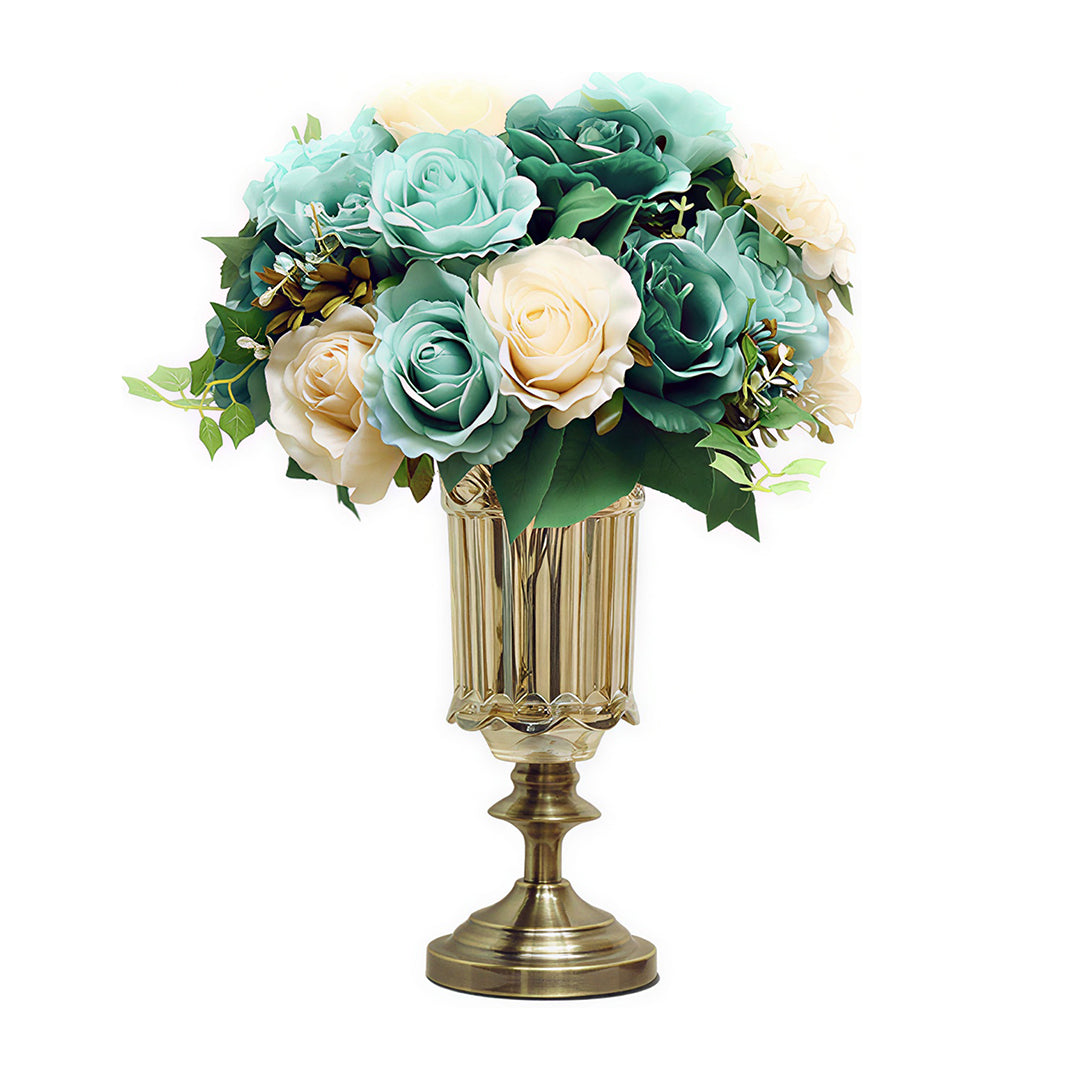 SOGA 28.5cm Transparent Glass Flower Vase Filler with Blue Flower Set