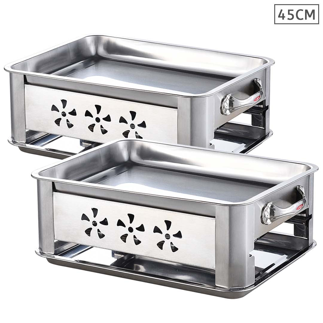 2X 45CM Portable Stainless Steel Outdoor Chafing Dish BBQ Fish Stove Grill Plate $ 172.90