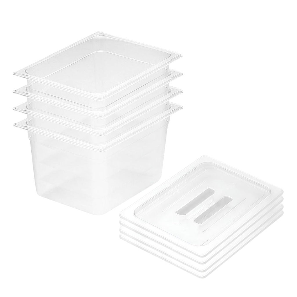 SOGA 200mm Clear Gastronorm GN Pan 1/2 Food Tray Storage Bundle of 4 with Lid $ 187.90