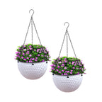 SOGA 2X White Small Hanging Resin Flower Pot Self Watering Basket Planter Outdoor Garden Decor $ 51.90