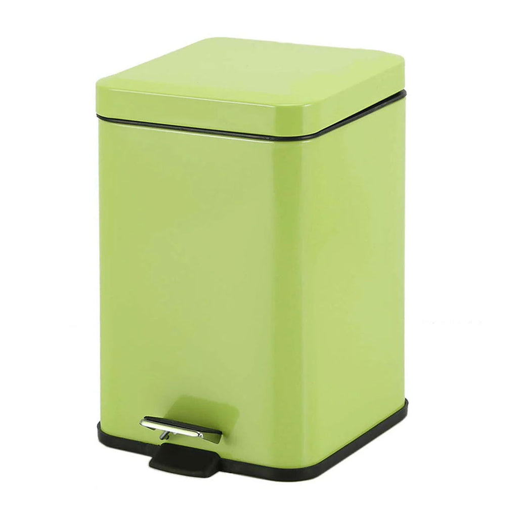 SOGA Foot Pedal Stainless Steel Rubbish Recycling Garbage Waste Trash Bin Square 6L Green