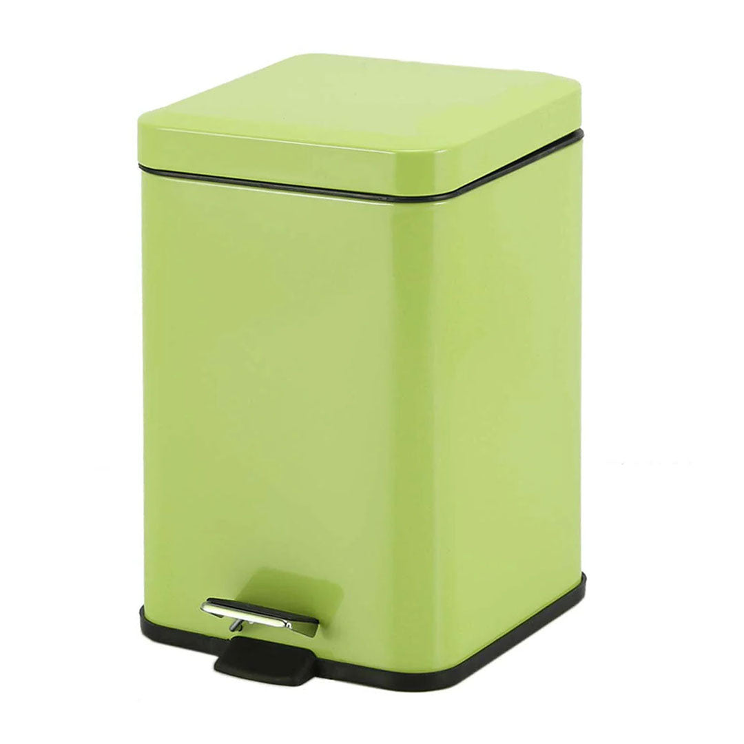 SOGA Foot Pedal Stainless Steel Rubbish Recycling Garbage Waste Trash Bin Square 6L Green