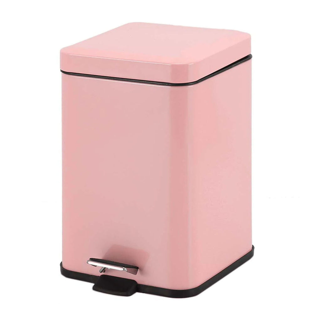 SOGA Foot Pedal Stainless Steel Rubbish Recycling Garbage Waste Trash Bin Square 6L Pink