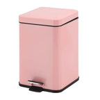 SOGA Foot Pedal Stainless Steel Rubbish Recycling Garbage Waste Trash Bin Square 6L Pink