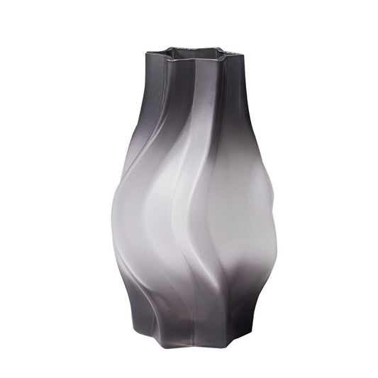 SOGA 24cm Glass Vase Grey with Beautiful glass Bubble Texture Art Vases
