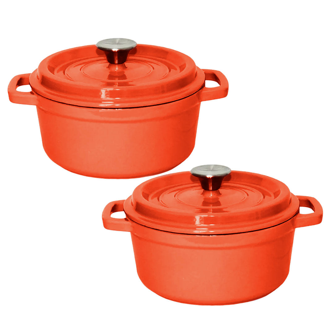 SOGA 2X Cast Iron 26cm Enamel Porcelain Stewpot Casserole Stew Cooking Pot With Lid Orange $ 258.90