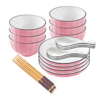 SOGA Pink Japanese Style Ceramic Dinnerware Crockery Soup Bowl Plate Server Kitchen Home Decor Set of 10 $ 77.90