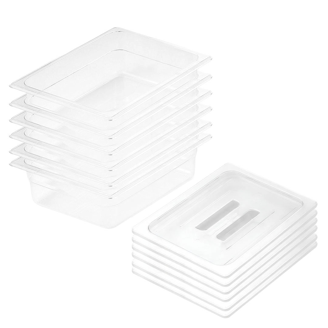 SOGA 150mm Clear Gastronorm GN Pan 1/2 Food Tray Storage Bundle of 6 with Lid $ 245.50