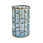 SOGA Blue Colored European Glass Cylinder Flower Vase with Gold Metal Pattern $ 88.90