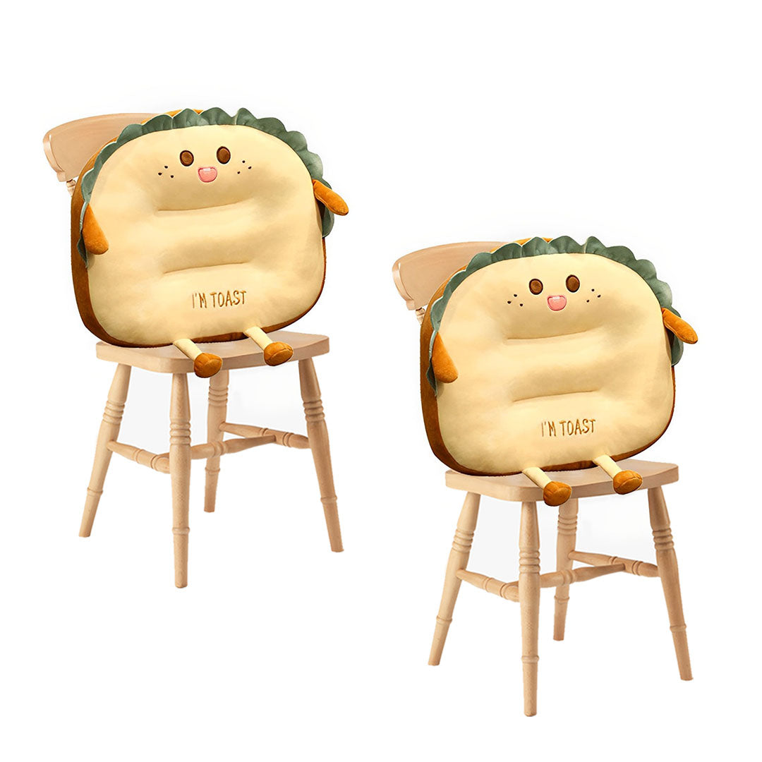 SOGA 2X Cute Face Toast Bread Cushion Stuffed Car Seat Plush Cartoon Back Support Pillow Home Decor $ 79.90