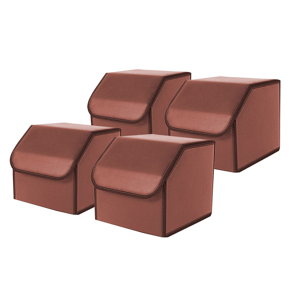 SOGA 4X Leather Car Boot Collapsible Foldable Trunk Cargo Organizer Portable Storage Box Coffee Small $ 139.50