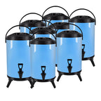 SOGA 8X 16L Stainless Steel Insulated Milk Tea Barrel Hot and Cold Beverage Dispenser Container with Faucet Blue