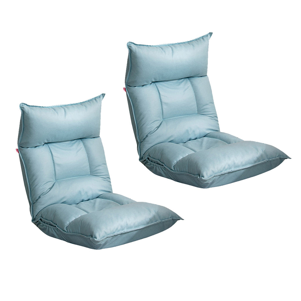 SOGA 2X Blue Lounge Recliner Lazy Sofa Bed Tatami Cushion Collapsible Backrest Seat Home Office Decor $ 293.50